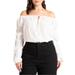 Plus Size Women's Off The Shoulder Detail Blouse by ELOQUII in Pearl (Size 32)