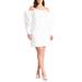 Plus Size Women's Mutton Sleeve Mini Dress by ELOQUII in White (Size 18)