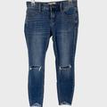 Free People Jeans | Free People Skinny Jeans Womens 25 Blue Denim Mid-Rise Ankle Cropped Raw Hem | Color: Blue | Size: 25