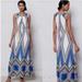 Anthropologie Dresses | Anthropologie Maeve Pakpao Maxi Dress With Belt Sz 4 Geometric Print Sleeveless | Color: Blue/White | Size: 4