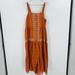 Madewell Dresses | Madewell Embroidered Button Front Tiered Midi Dress Burnt Orange Size Medium | Color: Orange | Size: M