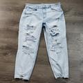 American Eagle Outfitters Jeans | American Eagle Outfitters Severely Distressed Mom Jeans Sz 18 | Color: Blue | Size: 18