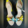 J. Crew Shoes | J Crew Stella Heel In Colorblock With Tortoise Buckle Sunwashed Pink Size 8 | Color: Blue/Yellow | Size: 8