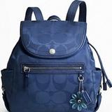 Coach Bags | Coach Navy Blue Kyra Nyln Sig Backpack | Color: Blue | Size: Os