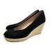 J. Crew Shoes | J Crew Seville Espadrille Wedge 8 Black Canvas Slip On Heels Womens Shoes | Color: Black | Size: 8