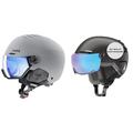 uvex Wanted Visor Skihelm für Damen und Herren Rhino matt 58-62 cm & Atomic Savor Visor Stereo Skihelm mit Visier Schwarz Größe L Maximale Stoßdämpfung Active Aircon Belüftungssystem