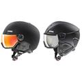 uvex Wanted Visor Skihelm für Damen und Herren mit Visier individuelle Größenanpassung Black & Instinct Visor Skihelm für Damen und Herren mit Visier individuelle Größenanpassung Black matt 56-58 cm