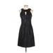 Michael Kors Cocktail Dress - A-Line Keyhole Sleeveless: Black Print Dresses - Women's Size 4