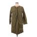 J.Crew Casual Dress - Shirtdress Tie Neck 3/4 sleeves: Green Print Dresses - Women's Size 16