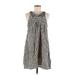 Ecote Casual Dress - A-Line Crew Neck Sleeveless: Gray Print Dresses - Women's Size Medium