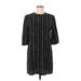 Equipment Casual Dress - Shift Crew Neck 3/4 sleeves: Black Print Dresses - Women's Size Medium