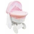BABYMAM Baby Full Bedding Set With Canopy To Fit Wicker Moses Basket DIMPLE Pink