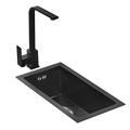 VVHUDA Kitchen Sink Black Undermount Sink With Faucet Bar Sink Stainless Steel Sink Studio Sink Including Accessories (Size : 38x30x22cm) (Black 48x40x22cm) small gift