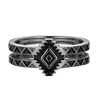 Fingerring CAÏ "925/- Sterling Silber oxidiert Amerika" Gr. 60, silber (silbergrau), Fingerringe, Herren, 060 (19,1), Si