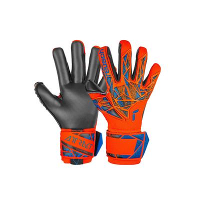 Torwarthandschuhe REUSCH "Attrakt Duo", Damen, Gr. 7,5, orange (orange, blau), 67% Elastodien, 28% Polyester, 5% Polyamid, mehrfarbig, sportlich, Handschuhe, mit Evolution Negative Cut