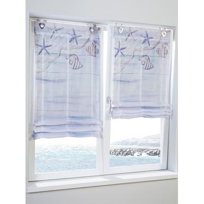 Raffrollo HEINE HOME Gr. 2, beige (natur, blau), B:60cm H:130cm, Raffrollos Image