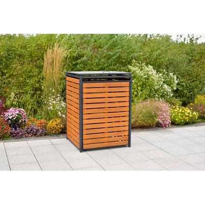 Mülltonnenbox MERXX "Basis Alu/Eukalyptus" Aufbewahrungsboxen Gr. B/H/T: 76 cm x 126 cm x 76 cm, grau (graphit) Garten- Kissenboxen