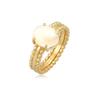 Fingerring ELLI PREMIUM "Mondstein Edelstein Oval Elegant 925 Silbe" Gr. 54, gold, Fingerringe, Damen, 54mm,mit Steinen, Silber 925 (Sterlingsilber)
