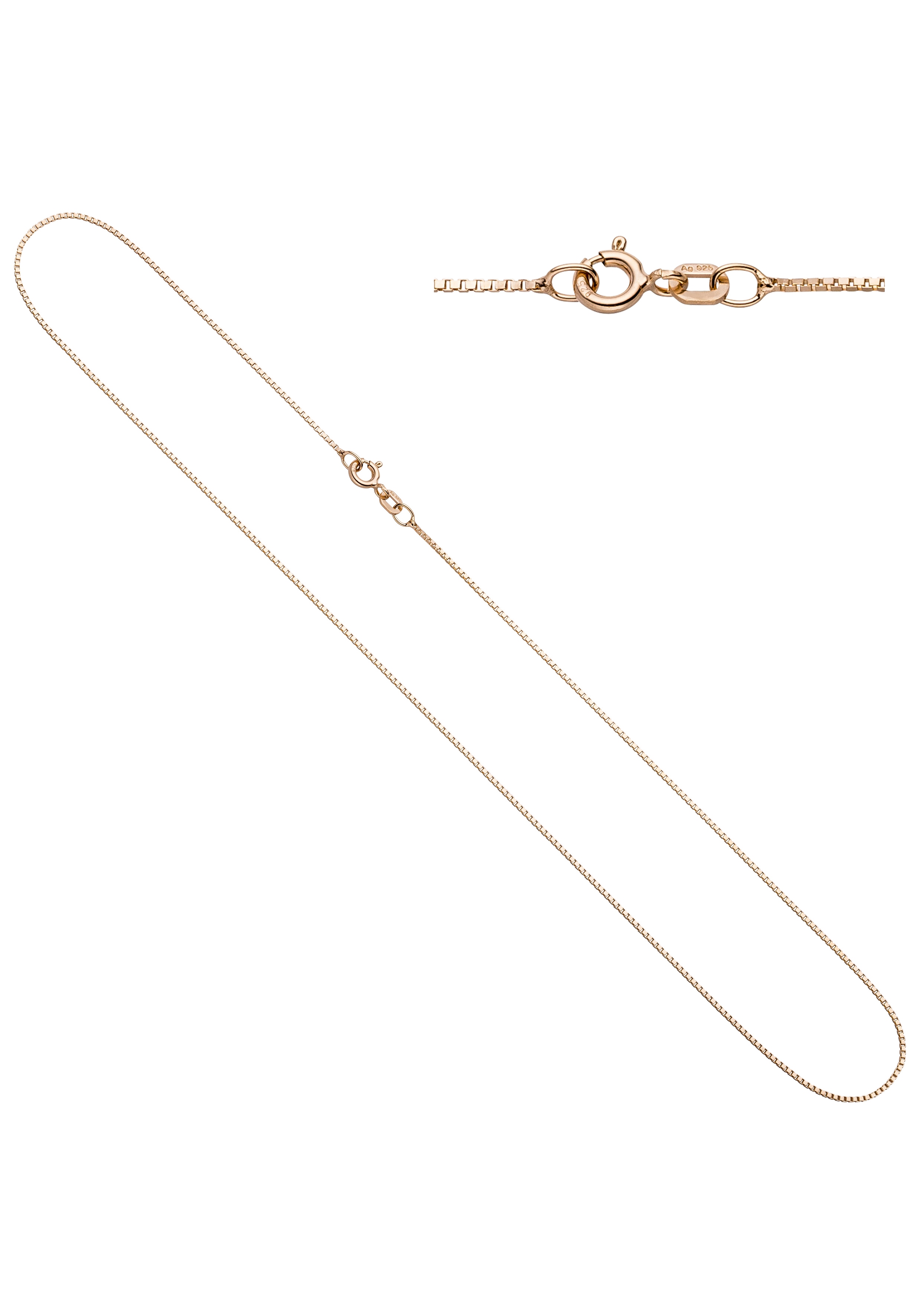 Kette ohne Anhänger JOBO, rosa (roségoldfarben), Halsketten, Damen, Silber 925 (Sterlingsilber), L: 45, Venezianerkette 925 Silber rosé vergoldet 45 cm