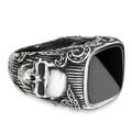 Fingerring CAÏ "925/- Sterling Silber Onyx schwarz" Fingerringe Gr. 060 (19,1), 3,5 ct, Silber 925 (Sterlingsilber), silberfarben (silbergrau, schwarz) Herren Fingerringe