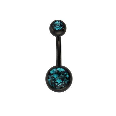 Bauchnabelpiercing ZEEME "316L Chirurgenstahl schwarz Kristall blau" Piercings schwarz (schwarz, türkis) Damen