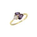 Fingerring FASCINATION BY ELLEN K. "Gold 375 Amethyst + Zirkonia" Fingerringe Gr. 058 (18,5), Gold, gelb (gelb, lila) Damen Fingerringe