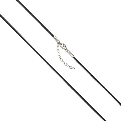 Collierkettchen VIVANCE "925/- Sterling Silber rhod. Kautschuk 45cm", schwarz, Halsketten, Damen, 45cm, Silber 925 (Sterlingsilber), L: 45cm B: 2.0mm, glänzend, B:2.0mm Image