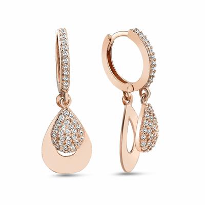 Paar Ohrhänger DKENIZ "925/- Sterling Silber rosévergoldet Eleganz Ohrring", rosa (rosé, weiß), Ohrringe, Damen, ONE-SIZE, Silber 925 (Sterlingsilber) Image