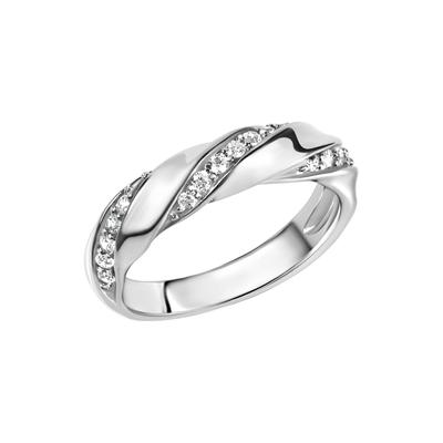 Fingerring ZEEME "Silber 925 rhodiniert mit Zirkonia weiß" Gr. 19, weiß (weiß, weiß), Fingerringe, Damen, 019 (60,0), Silber 925 (Sterlingsilber) Image