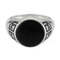 Fingerring CAÏ "925 Silber rhodiniert Onyx Asien Motiv" Fingerringe Gr. 066 (21,0), Silber 925 (Sterlingsilber), weiß (weiß, schwarz) Herren Fingerringe