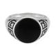 Fingerring CAÏ "925 Silber rhodiniert Onyx Asien Motiv" Fingerringe Gr. 066 (21,0), Silber 925 (Sterlingsilber), weiß (weiß, schwarz) Herren Fingerringe