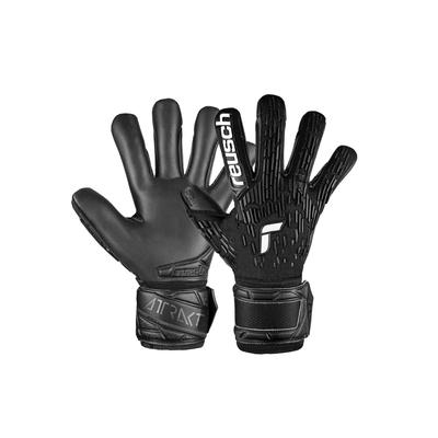 Torwarthandschuhe REUSCH "Attrakt Freegel Infinity Finger Support", Damen, Gr. 10,5, schwarz, 56% Elastodien, 30% Polyester, 8% Polypropylen, 3% Polyurethan, mehrfarbig, sportlich, Handschuhe, mit Evolution Negative Cut