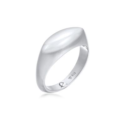 Fingerring ELLI PREMIUM "Siegelring Marquise Design 925 Silber rhodiniert" Gr. 56, silber, Fingerringe, Damen, 56mm, ohne Stein, Silber 925 (Sterlingsilber), 4mm Image