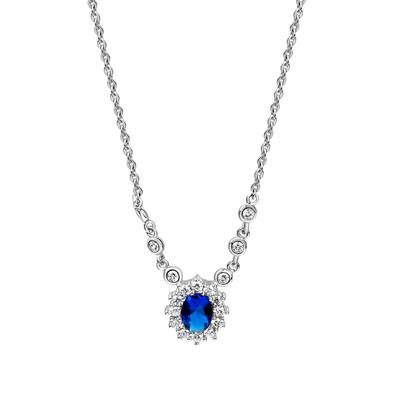 Kette mit Anhänger ZEEME "Silber 925 rhodiniert mit Zirkonia blau und weiß", weiß, Halsketten, Damen, 42 + 3cm, Silber 925 (Sterlingsilber), L: 45cm B: 10.0mm, glänzend, B:10.0mm Image