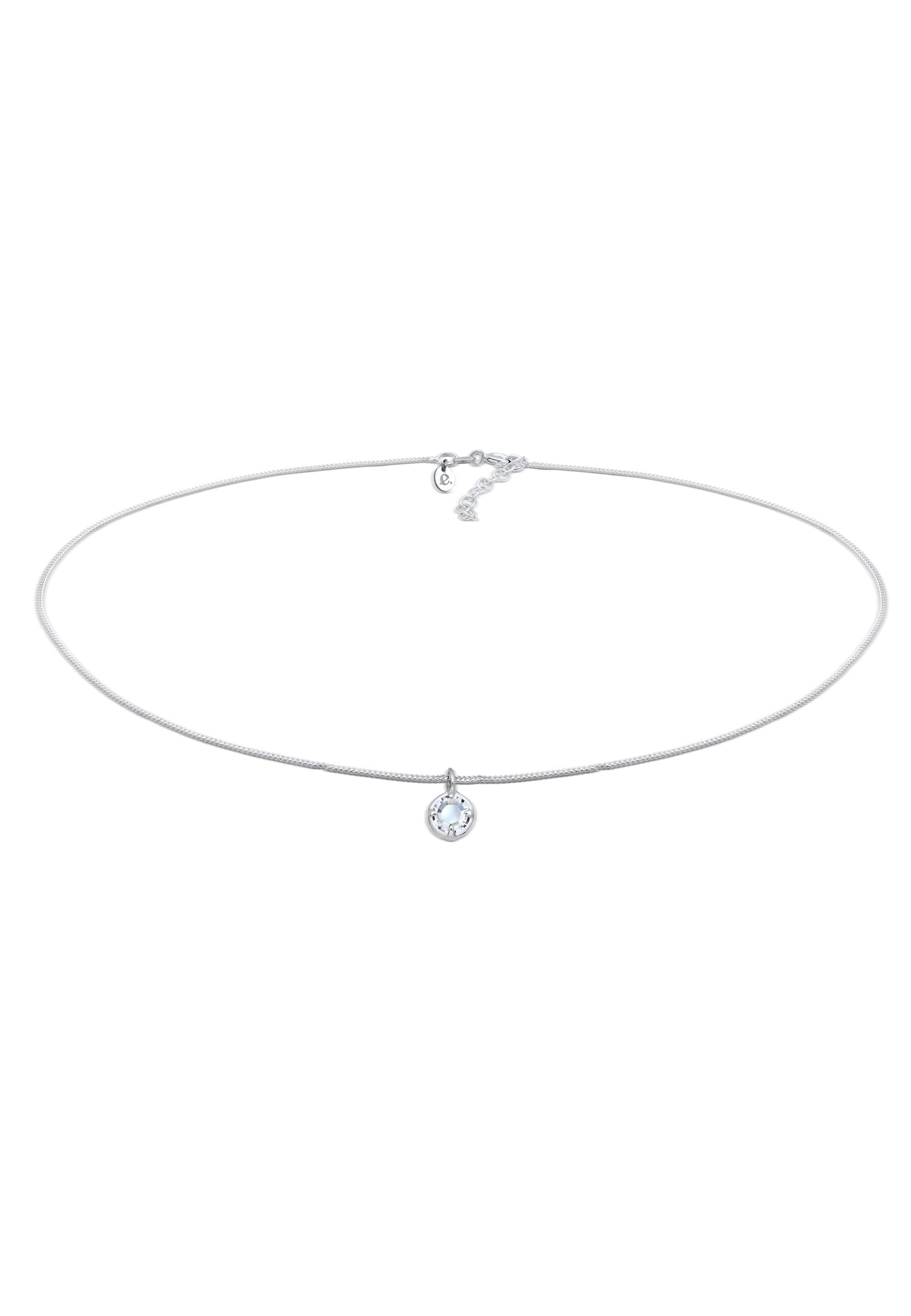 Collier ELLI PREMIUM "Choker mit Glas Kristalle Weiß 925 Sterling Silber" Gr. 36, silber, Halsketten, 36,mit Stein, Silber 925 (Sterlingsilber), L: 36 Image