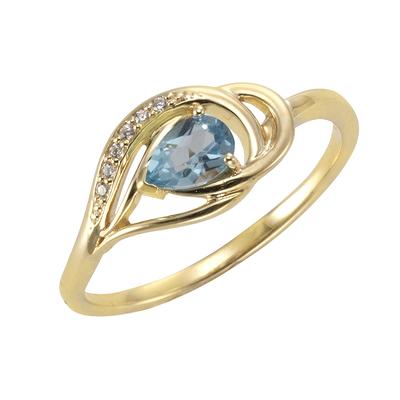 Fingerring VIVANCE "375/- Gelbgold mit Blautopas/Zirkonia" Gr. 60, gelb (gelb, blau), Fingerringe, Damen, 060 (19,1), Go