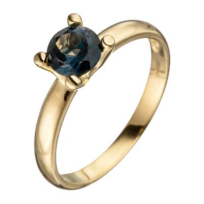 Goldring JOBO Gr. 50, gelb (gelbgold 585), Fingerringe, Damen, 50, Gelbgold 585, 585 Gold mit Blautopas