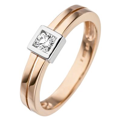 Goldring JOBO Gr. 60, rosa (roségold 375), Fingerringe, Damen, 60, Roségold 375, Rosu00e9gold 375, 375 Roségold bicolor mit Zirkonia Image