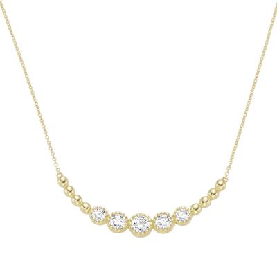 Collier LUIGI MERANO "mit Zirkonia & Kugeln im Bogen in verschiedenen Größen, Gold 375", gold, Halsketten, Damen, 45cm, Gelbgold 375 Image