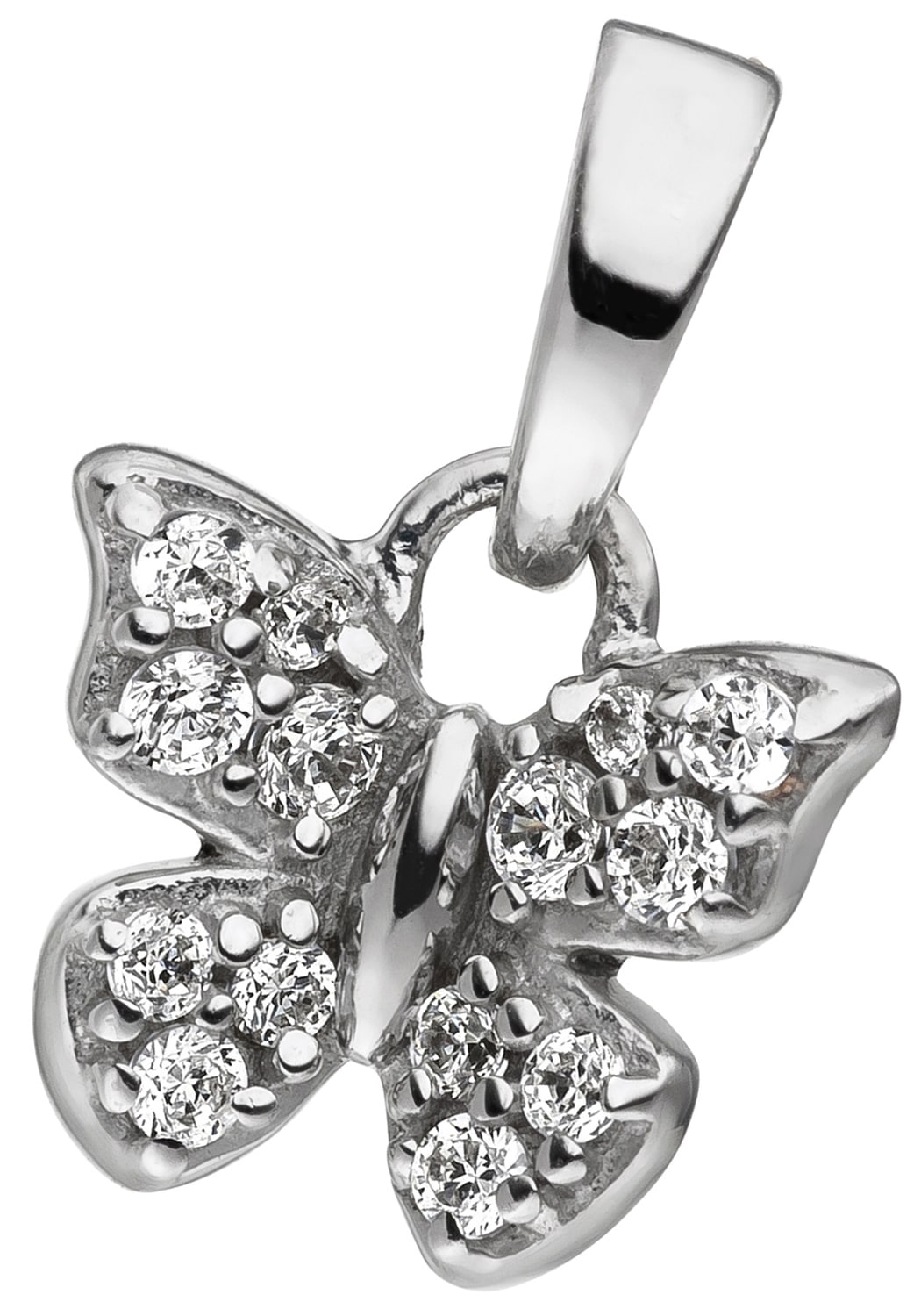 Schmetterlingsanhänger JOBO "Anhänger Schmetterling", silber (silber 925), Schmuckanhänger, Damen, Silber 925 (Sterlingsilber), 925 Silber mit 14 Zirkonia Image