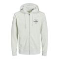 Sweatjacke JACK & JONES "JJFOREST SWEAT ZIP HOOD" Gr. XL, weiß (white melange) Herren Sweatjacken