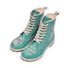 Schnürboots DOGO "Longe Boots Schnürstiefel It Wasn't Me Damen Stiefeletten", Damen, Gr. 37, Normalschaft, grün (grün, beige), Lederimitat, Schuhe, Handgefertigt