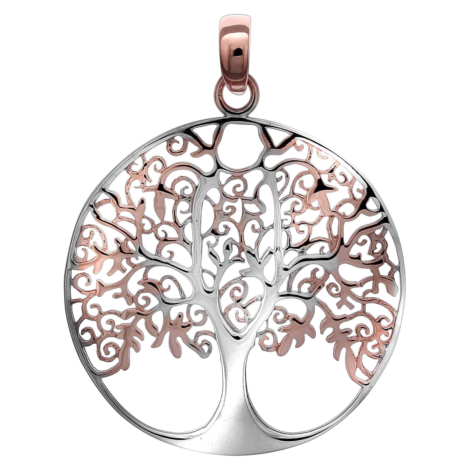 Kettenanhänger VIVANCE "Silber 925 zweifarbig Lebensbaum", bunt (mehrfarbig), Schmuckanhänger, Damen, one-size, Silber 925 (Sterlingsilber), 4,5 g, Kettenanhänger