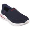 Slip-On Sneaker SKECHERS "DELSON 3.0-CABRINO", Herren, Gr. 44, blau (navy), Textil, sportlich, Schuhe, Slipper mit Slip Ins-Funktion für einen leichten Einschlupf