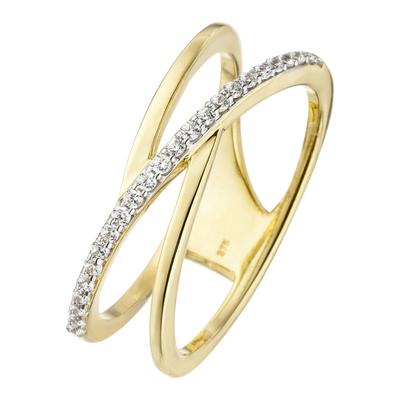 Goldring JOBO Gr. 56, gelb (gelbgold 375), Fingerringe, Damen, 56, Gelbgold 375, 375 Gold mit 24 Zirkonia Image