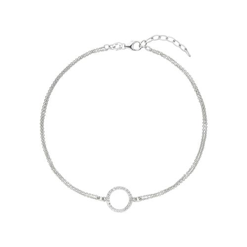 Fußkette JOBO, silber (silber 925, weiß), Fußkettchen, Damen, Silber 925 (Sterlingsilber), 925 Silber mit 24 Zirkonia 26 cm
