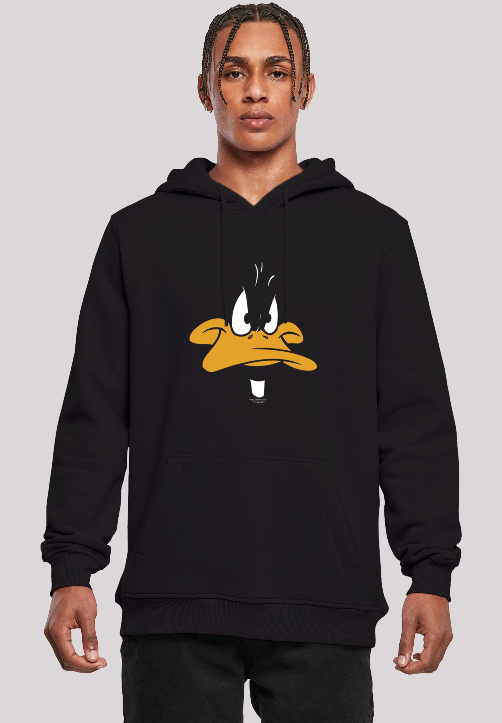 Sweatshirt F4NT4STIC "Looney Tunes Daffy Duck Big Face", Herren, Gr. XXL, schwarz, Obermaterial: 65% Baumwolle, 35% Polyester, slim fit, ohne Bündchen, Sweatshirts, Herren,Premium Merch,Slim-Fit,Kapuzenpullover,Bedruckt Image
