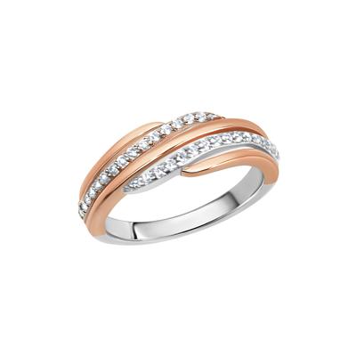 Fingerring ZEEME "Silber 925 zweifarbig mit Zirkonia weiß" Gr. 54, rot (rot, weiß), Fingerringe, Damen, 054 (17,2), Silber 925 (Sterlingsilber) Image