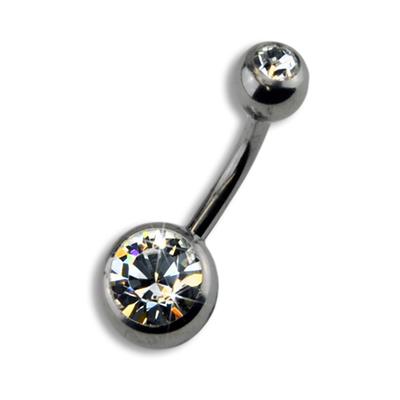 Bauchnabelpiercing ZEEME "Titan silberfarben Kristall weiß 8mm", grau (grau, weiß), Piercings, Damen, Titan