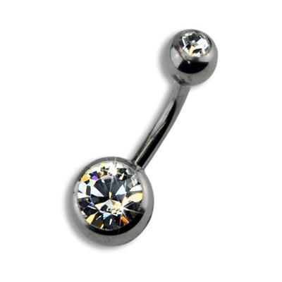 Bauchnabelpiercing ZEEME "Titan silberfarben Kristall weiß 8mm" Piercings grau (grau, weiß) Damen